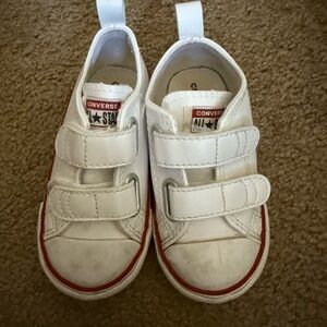 Converse Kids White and Red Velcro Sneakers